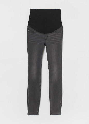 Джинси для вагітних H&M скінні однотонні темно-сірі джинсові бавовна