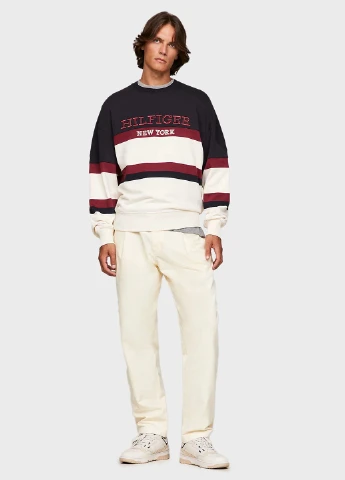 Комбинированный свитшот Tommy Hilfiger полоска вышивка (306814365)