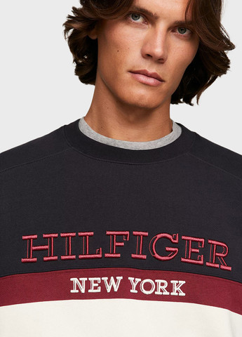 Комбинированный свитшот Tommy Hilfiger полоска вышивка (306814365)