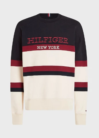 Комбинированный свитшот Tommy Hilfiger полоска вышивка (306814365)