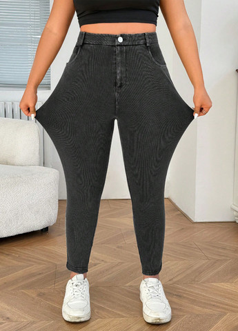 Черные демисезонные джеггинсы SHEIN