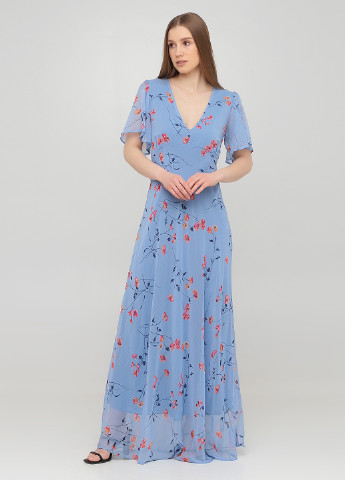 Голубое кэжуал платье в стиле ампир Sarah Chole с цветочным принтом