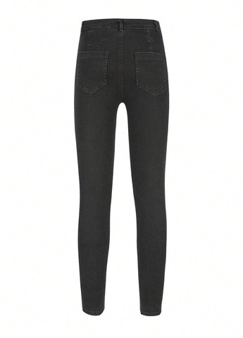 Темно-серые демисезонные скинни джинсы SHEIN