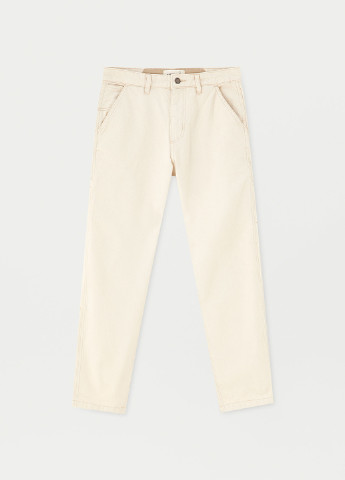 Светло-бежевые демисезонные укороченные, зауженные джинсы Pull & Bear