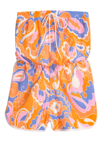 Комбінезон H&M комбінезон-шорти квітковий помаранчевий кежуал бавовна