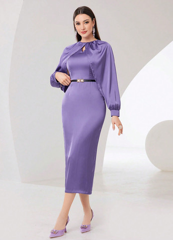 Светло-фиолетовое вечернее, праздничный платье футляр SHEIN однотонное