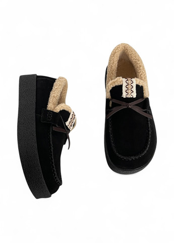 Черные слипоны ALLSY с бантом однотонные