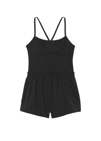 Комбинезон Victoria's Secret комбинезон-шорты однотонный чёрный спортивный полиэстер