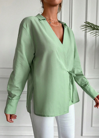 М'ятна блуза на запах SHEIN