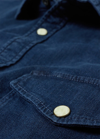 Темно-синяя джинсовая рубашка однотонная C&A