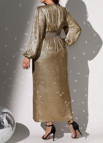 Золотий святковий, вечірня сукня футляр SHEIN однотонна
