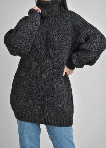 Графітовий зимовий подовжений теплий светр Berta Lucci