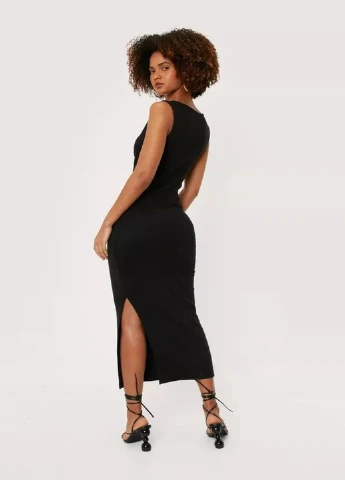 Черное кэжуал платье Boohoo однотонное