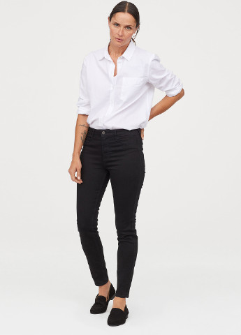 Джинси H&M вкорочені, скінні однотонні чорні джинсові бавовна