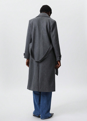 Темно-сіре зимнє Пальто двобортне SHEIN
