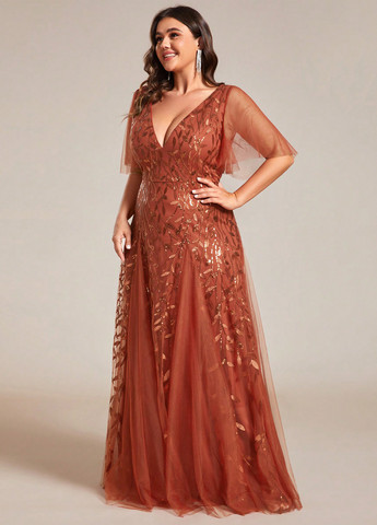 Помаранчева святковий, вечірня сукня а-силует, з відкритою спиною SHEIN однотонна