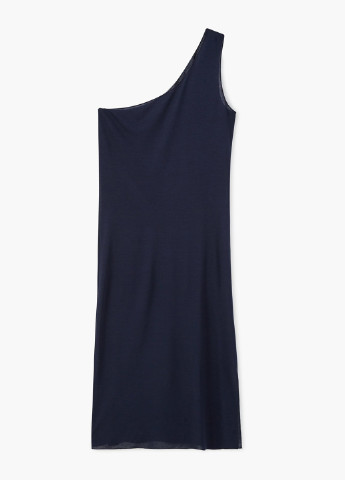 Темно-синее кэжуал платье на одно плечо Mango однотонное