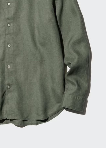 Зеленая кэжуал рубашка однотонная Uniqlo