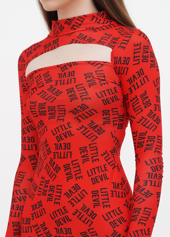 Червона кежуал сукня сукня-водолазка Boohoo з написами