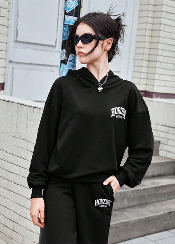 Чорний демісезонний костюм (худі, штани) брючний SHEIN