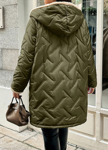 Оливкова (хакі) зимня куртка куртка-пальто SHEIN