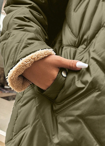 Оливкова (хакі) зимня куртка куртка-пальто SHEIN