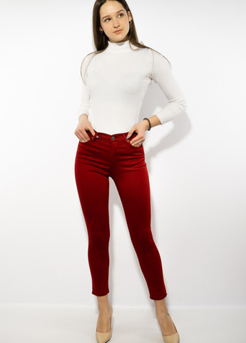 Красные кэжуал демисезонные укороченные, зауженные брюки Time of Style