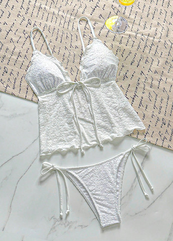Белый летний купальник (лиф, трусики) топ SHEIN