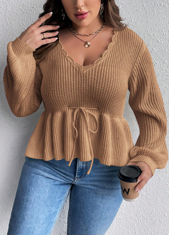 Бежевый демисезонный пуловер пуловер SHEIN