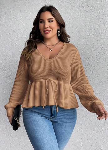 Бежевый демисезонный пуловер пуловер SHEIN