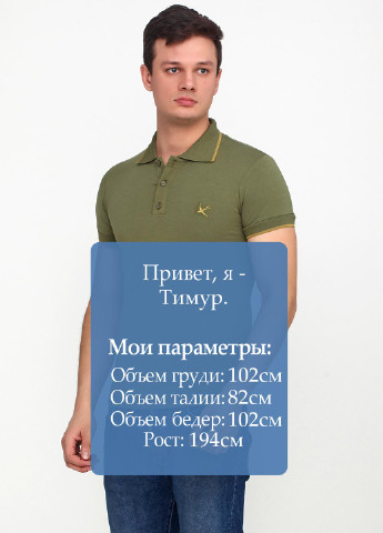 Оливковая футболка-поло для мужчин EL & KEN однотонная