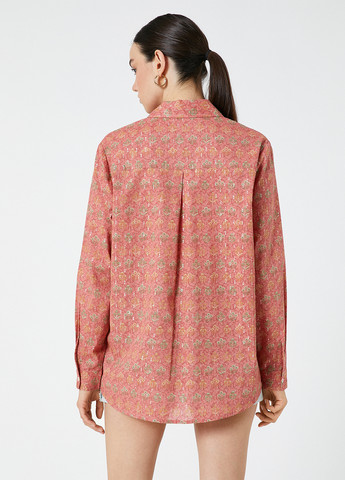 Светло-красная кэжуал рубашка с цветами KOTON