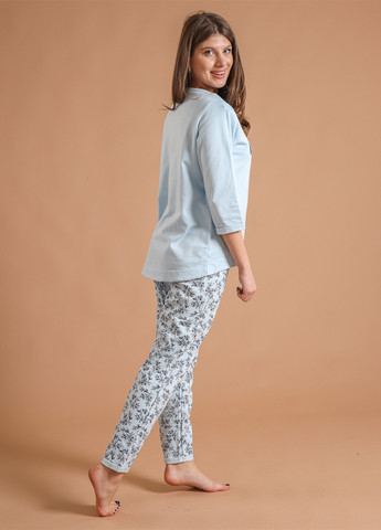 Голубая всесезон пижама (лонгслив, брюки) кофта + брюки BBL