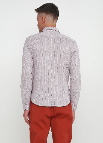 Светло-бордовая кэжуал рубашка с абстрактным узором Massimo Dutti с длинным рукавом