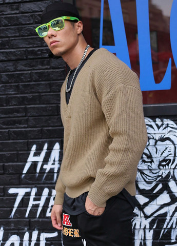 Оливковий (хакі) демісезонний пуловер пуловер SHEIN