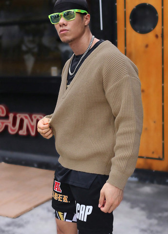 Оливковий (хакі) демісезонний пуловер пуловер SHEIN