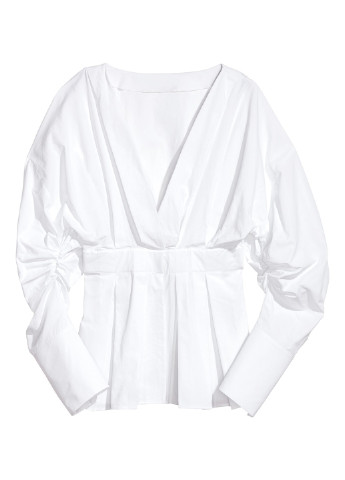 Біла демісезонна блуза з баскою H&M