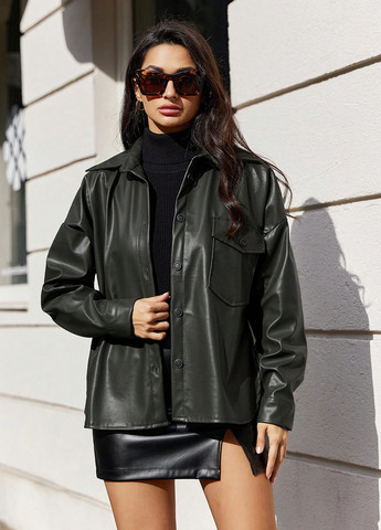 Темно-зелена демісезонна куртка куртка-піджак SHEIN