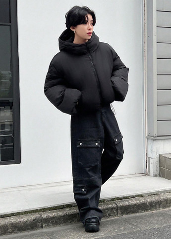 Чорна зимня куртка SHEIN