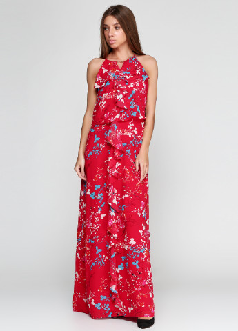 Красное кэжуал платье Comma с цветочным принтом