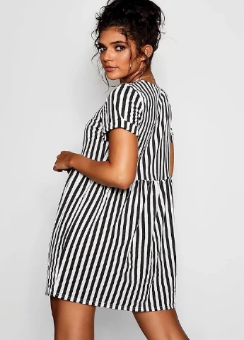 Черно-белое кэжуал платье Boohoo однотонное