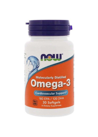 Омега 3 Omega-3 Molecularly Distilled Softgels 30 Softgels Now Foods (253414463)