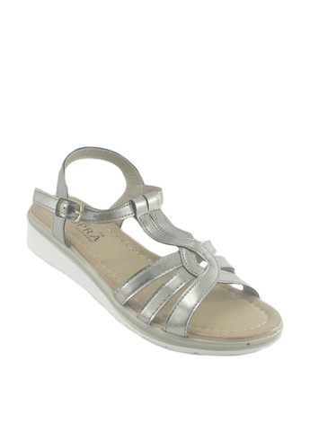 Серебряные босоножки No Brand с ремешком с белой подошвой