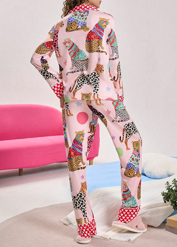 Рожева всесезон піжама (сорочка, штани) сорочка + брюки SHEIN