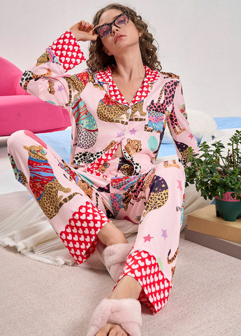 Рожева всесезон піжама (сорочка, штани) сорочка + брюки SHEIN