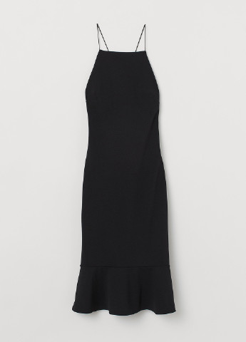 Черное кэжуал платье с открытой спиной, футляр H&M однотонное