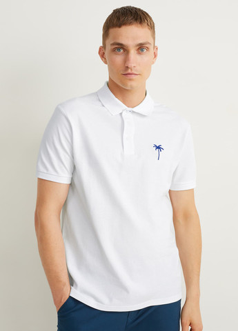 Белая футболка-поло для мужчин C&A однотонная