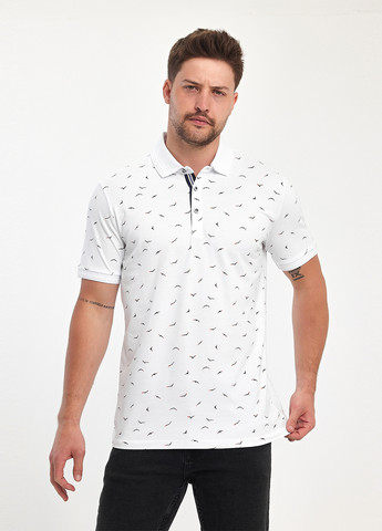 Белая футболка-поло для мужчин Trend Collection с рисунком