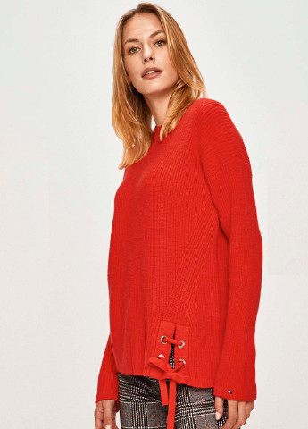 Красный зимний женский серый свитер с шерстью джемпер Tommy Hilfiger