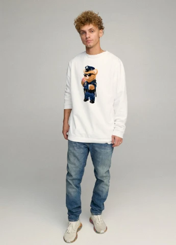 Білий світшот чоловічий oversize /no flis/ YAPPI малюнок (251791239)